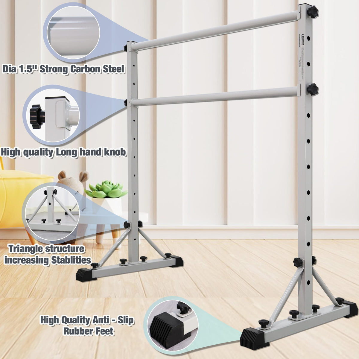 FC FUNCHEER Adjustable Ballet Barre,Portable Dance bar,Fitness Equipment for Dance & Balance Excercise,Super Sturdy for Balance Workout,Weight Limit 250 LBS