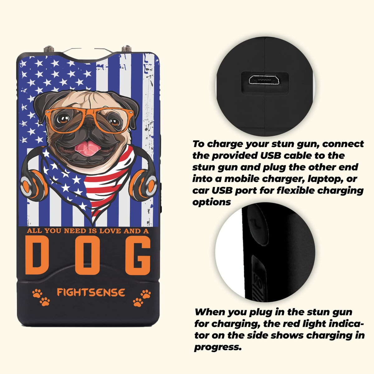 Wholesale Lot Super Heavy Duty Stun Gun for Self Defense with Bright Led Flashlight, Rechargeable Battery, Nylon Holsters with Belt Loop for Easy Cary