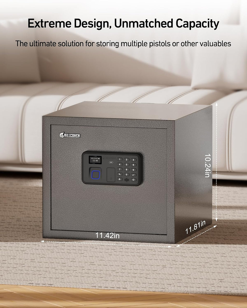 Billconch Smart Gun Safe for Multiple Pistols - Automatic Lock Safe Box