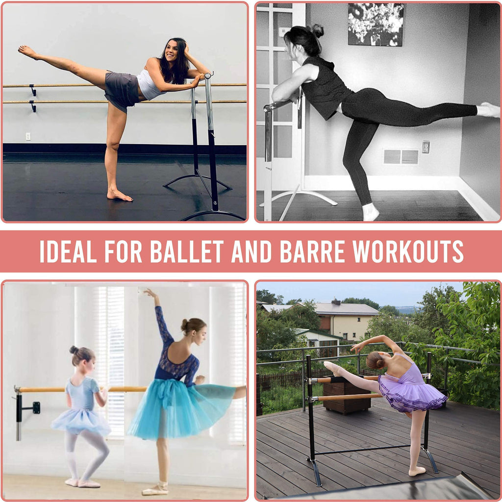 Ballet Barre Portable for Home or Studio, Freestanding Adjustable Bar for Stretch, Balance, Pilates, Dance or Active Workouts, Single or Double Bar, Kids and Adults