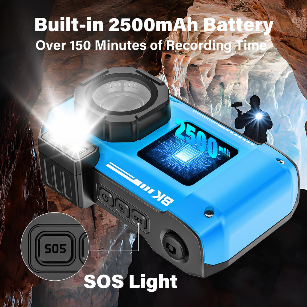 8K Underwater Camera, 33FT Waterproof Camera, 70MP WiFi Dual-Screen, Rugged