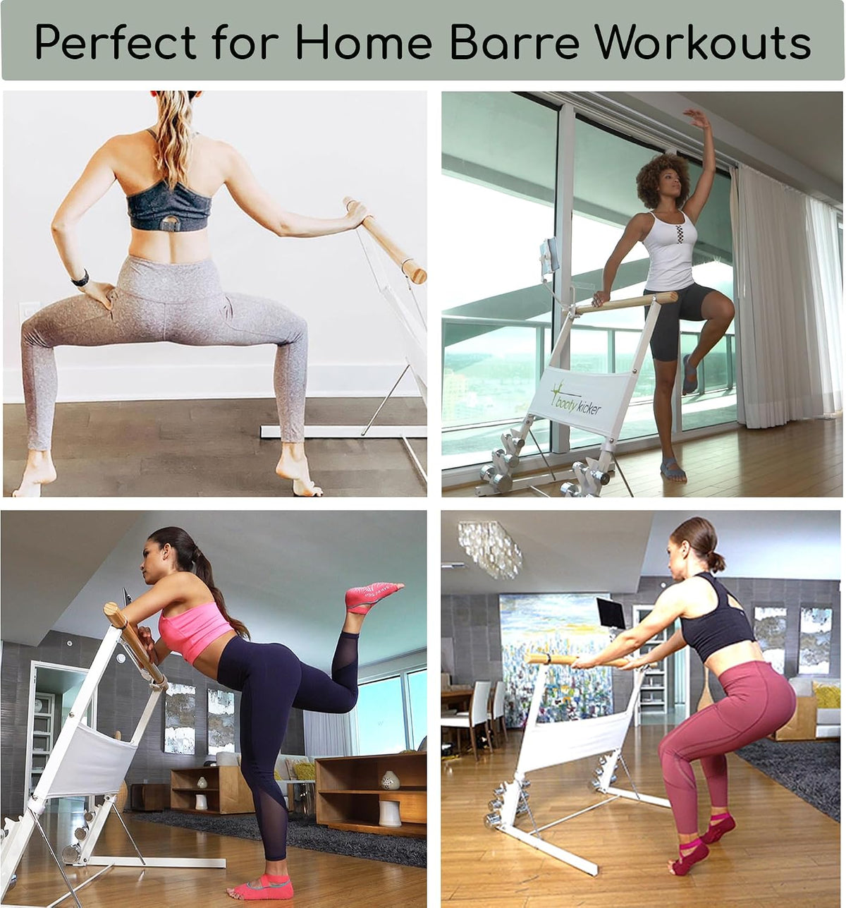 Booty Kicker Portable Ballet Barre Bundle with Tablet Holder, Bender Ball, Gliding Discs, Exercise Band | Perfect for Barre, Ballet & Dance Workouts At Home