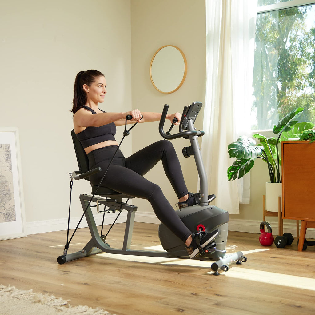 Sunny Health & Fitness Smart Magnetic Recumbent Bike for Home Cardio