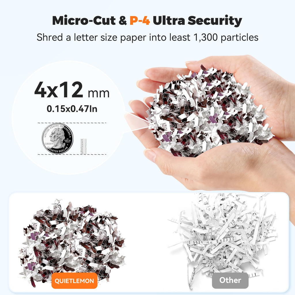 150-Sheet Paper Shredder Heavy Duty, Micro Cut and CDs/Cards, P5 Ultra Security, 60 Min Non Stop Shredder for Home Office, 5.3 Gallon Bin with Wheels, <60 dB (OL289)