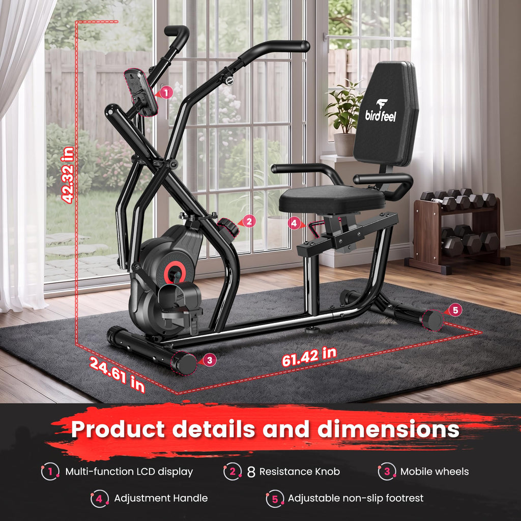 Recumbent Exercise Bike for Home, Stationary Bike for Seniors
