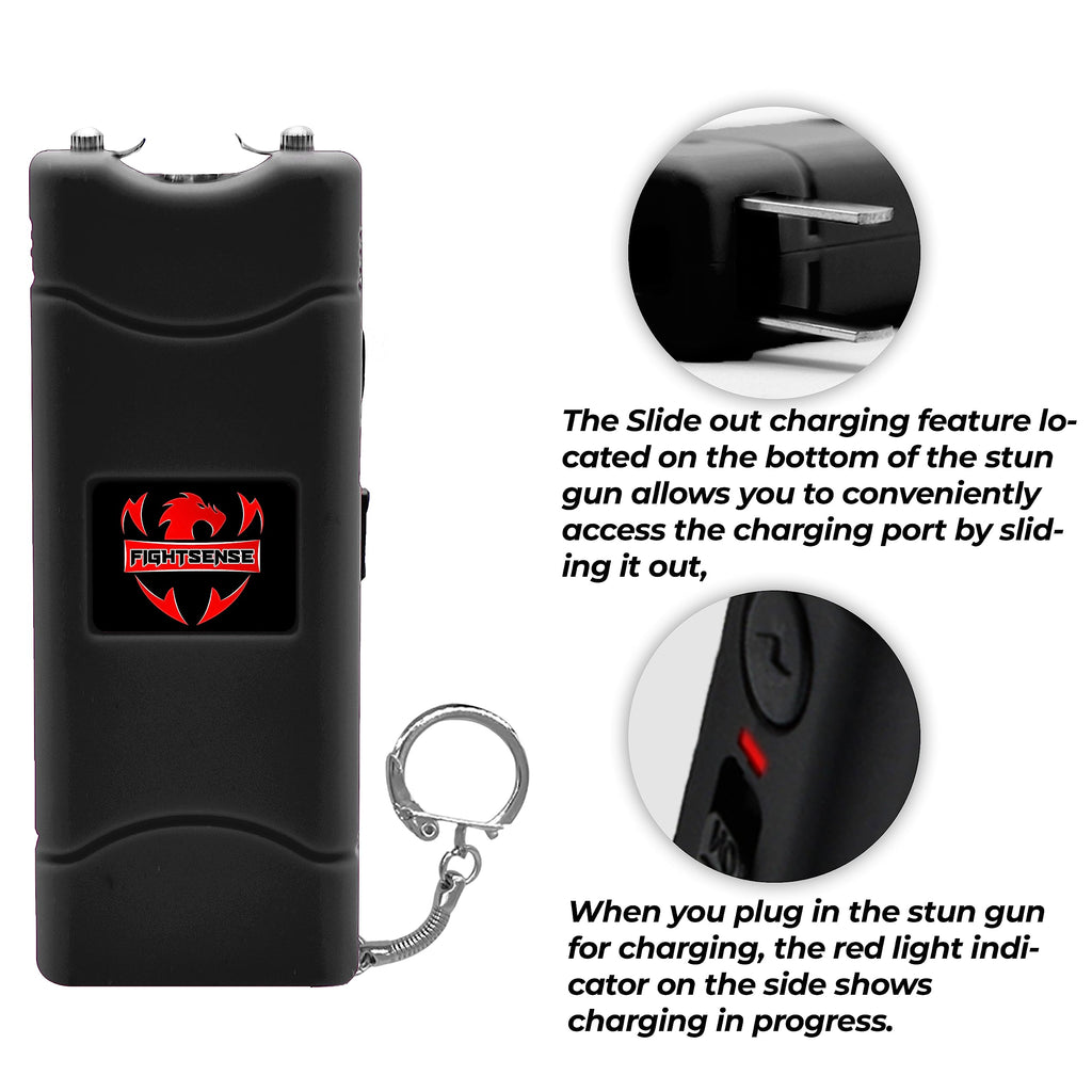 FIGHTSENSE (12 pcs) Wholesale Bulk Stun Gun Flashlight for Men and Women self Defense Device, Rechargeable Stun Gun, Nylon Holsters