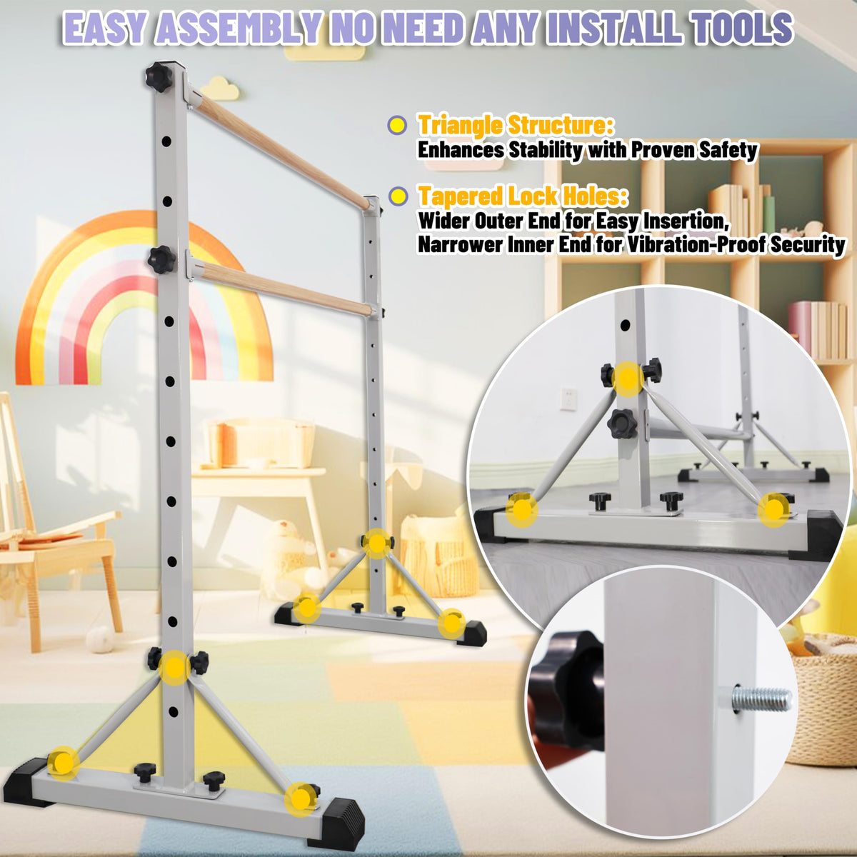 FC FUNCHEER Adjustable Ballet Barre,Portable Dance bar,Fitness Equipment for Dance & Balance Excercise,Super Sturdy for Balance Workout,Weight Limit 250 LBS