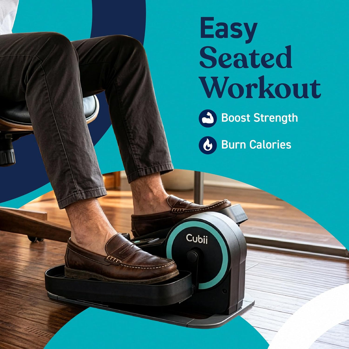 Cubii Move Under Desk Elliptical Bike Exerciser, Leg Exercise Machine, Aqua