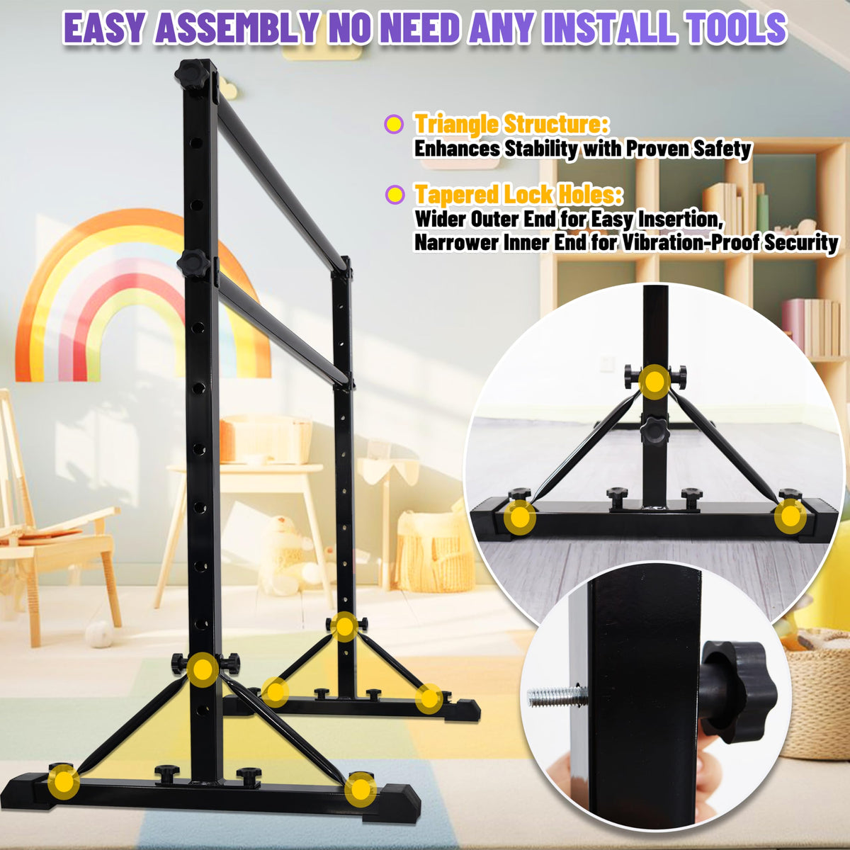 FC FUNCHEER Adjustable Ballet Barre,Portable Dance bar,Fitness Equipment for Dance & Balance Excercise,Super Sturdy for Balance Workout,Weight Limit 250 LBS