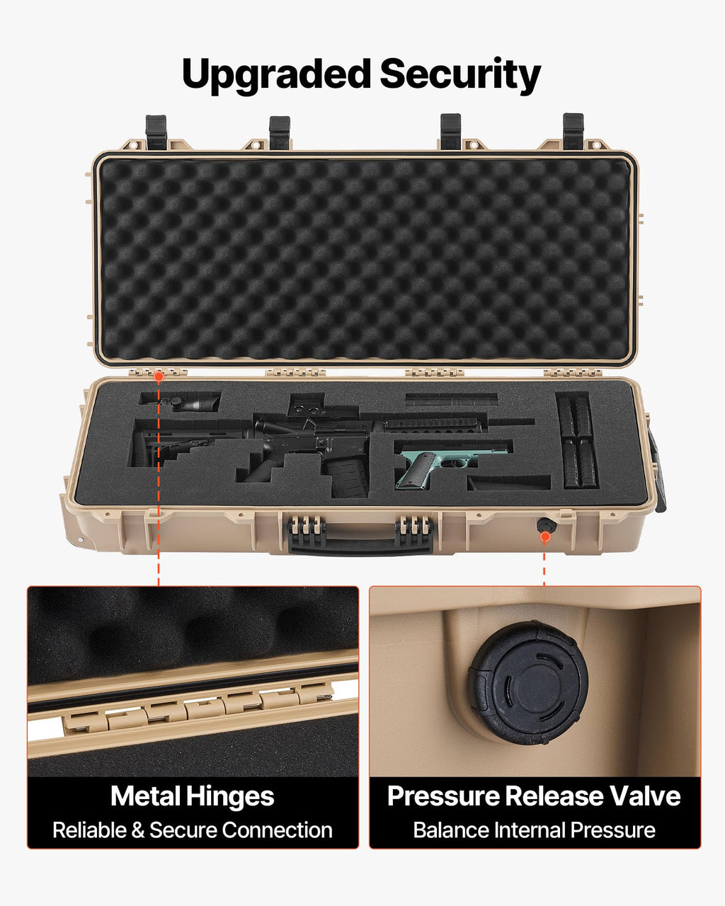 VEVOR Rifle Case, Rifle Hard Case with 4 Layers Fully-protective Foams, Lockable Hard Gun Case with Wheels, IP67 Waterproof & Crushproof, for Rifles or Shotguns