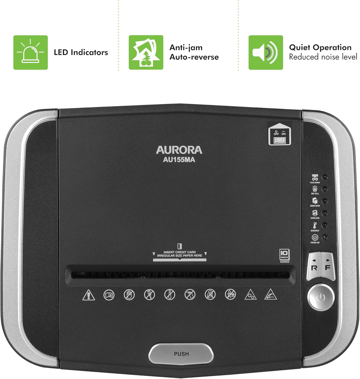 Aurora Professional Grade 150-Sheet Auto Feed Micro-Cut Paper and Credit Card Shredder/60 Minutes Continuous Run Time