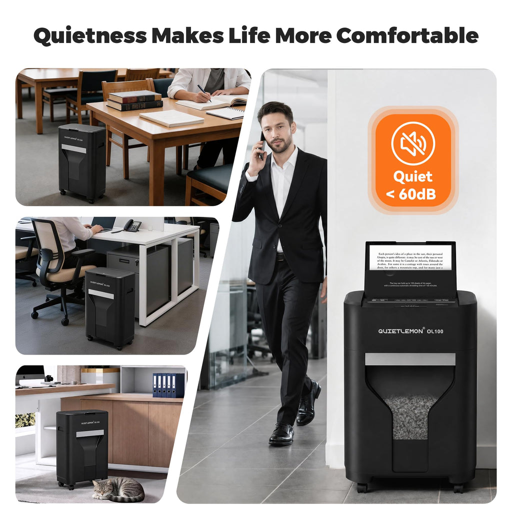 150-Sheet Paper Shredder Heavy Duty, Micro Cut and CDs/Cards, P5 Ultra Security, 60 Min Non Stop Shredder for Home Office, 5.3 Gallon Bin with Wheels, <60 dB (OL289)