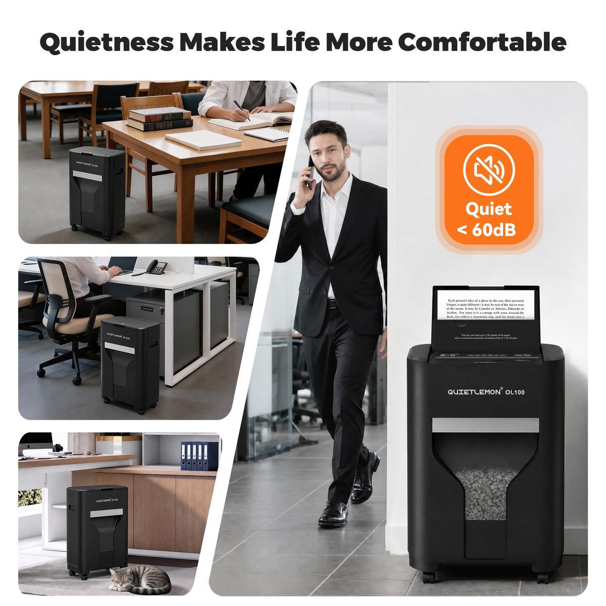 150-Sheet Paper Shredder Heavy Duty, Micro Cut and CDs/Cards, P5 Ultra Security, 60 Min Non Stop Shredder for Home Office, 5.3 Gallon Bin with Wheels, <60 dB (OL289)