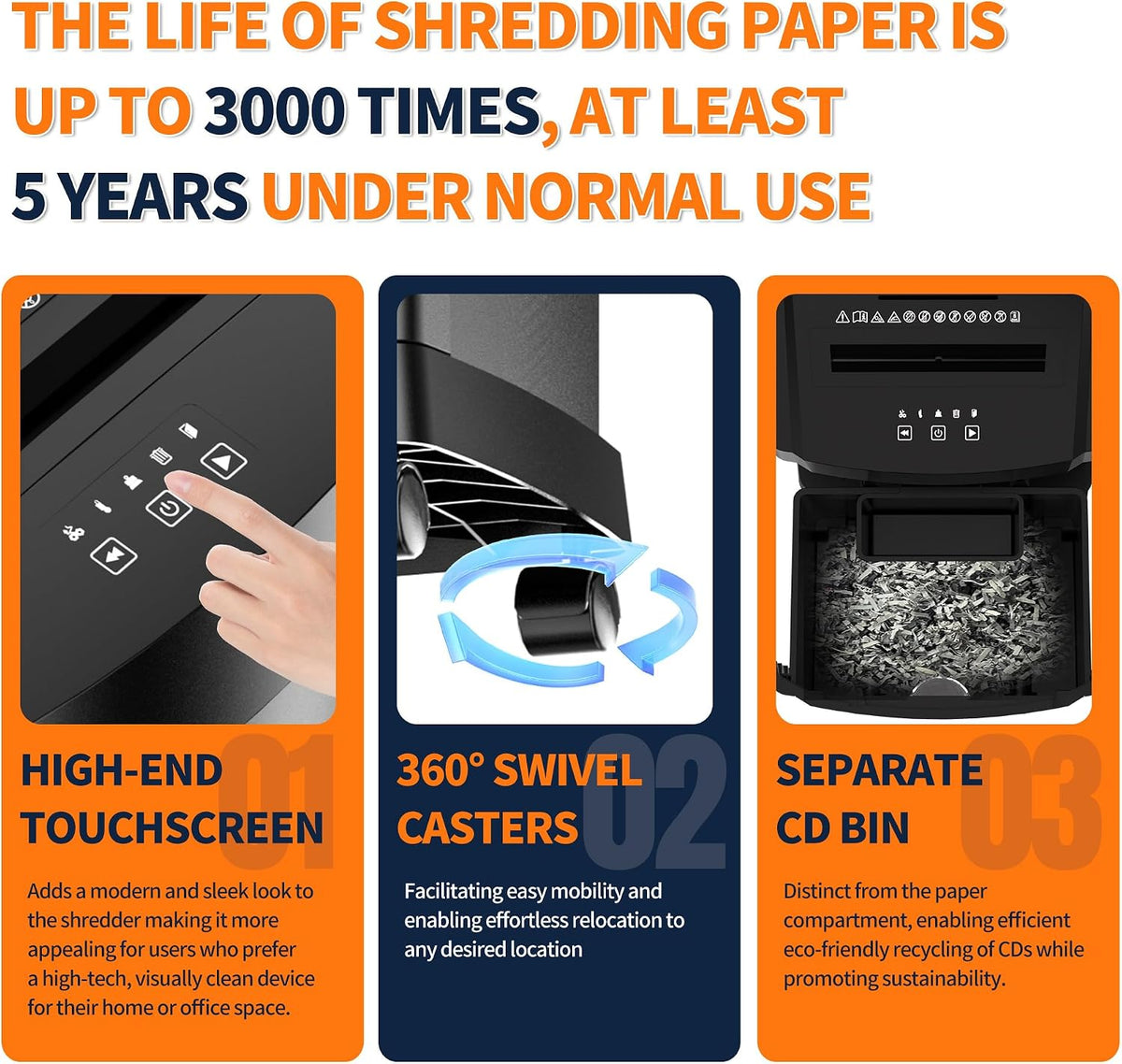 KRT Paper Shredder for Office Home, 18-Sheet Micro Cut Paper Shredder Auto Feed Cross Cut with 8 Gallons Bin, P-4 High Security Level, Shreds CDs/DVDs, Black