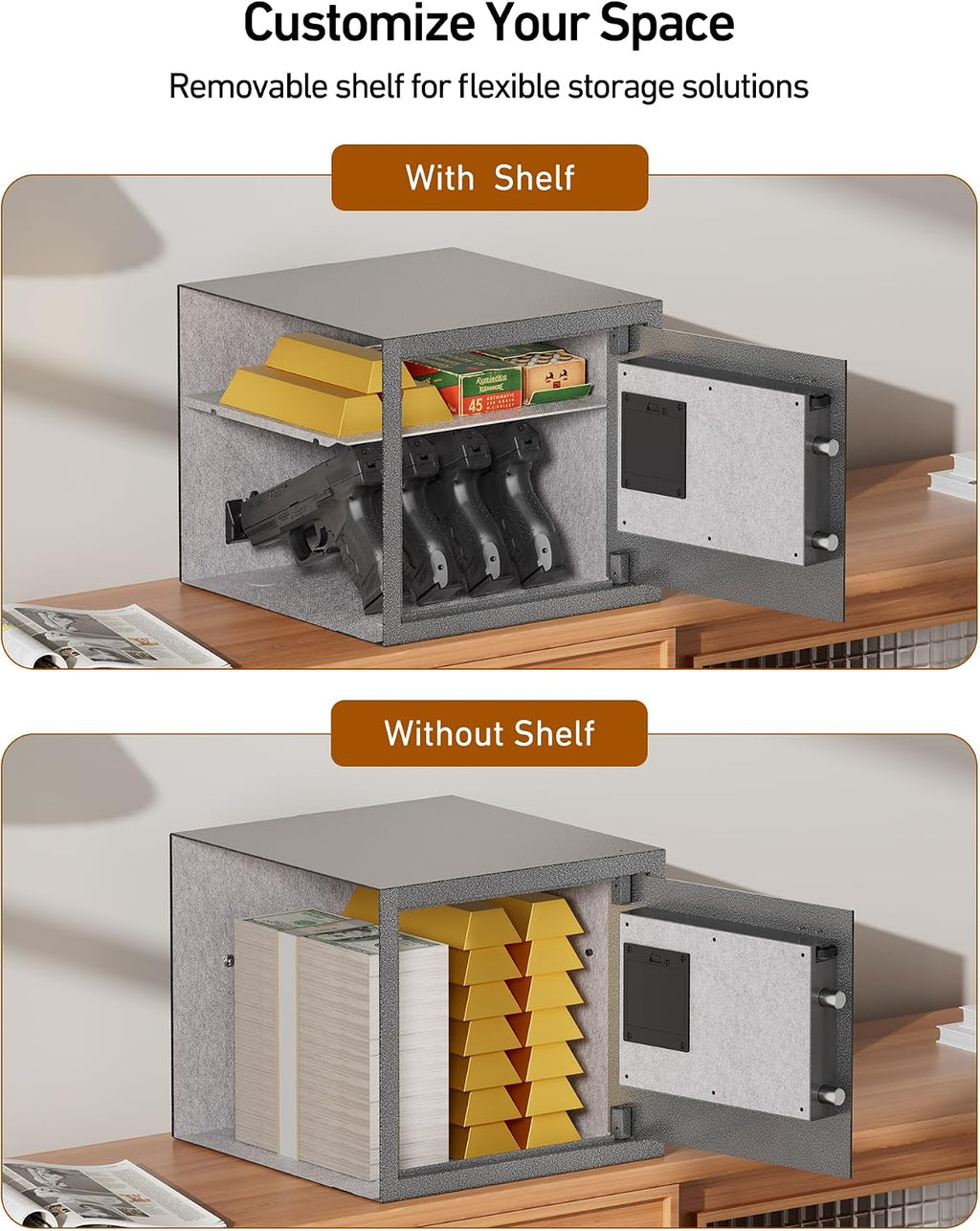 Billconch Smart Gun Safe for Multiple Pistols - Automatic Lock Safe Box