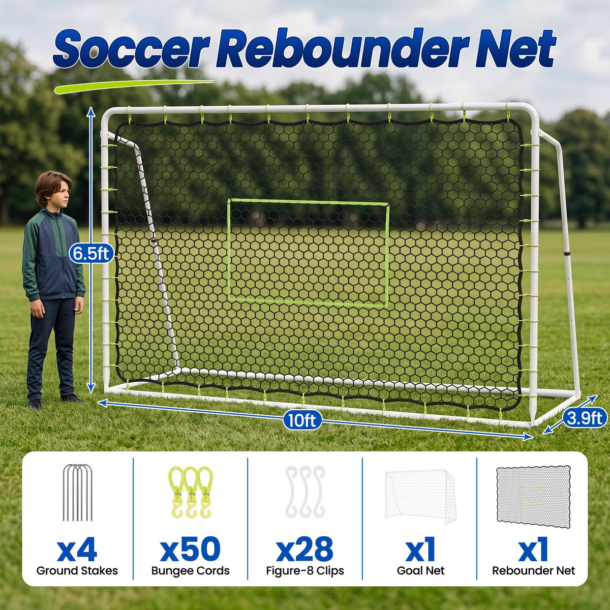 Soccer Rebounder Net, 2-in-1 Soccer Goal & Trainer, 5 Adjustable Angles