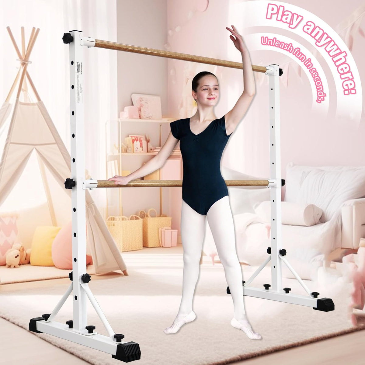 FC FUNCHEER Adjustable Ballet Barre,Portable Dance bar,Fitness Equipment for Dance & Balance Excercise,Super Sturdy for Balance Workout,Weight Limit 250 LBS
