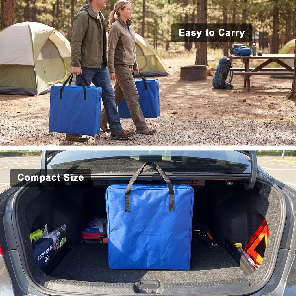 Romswi 2 Pack 30" Extra Tall Folding Camping Chairs, Heavy Duty Director Chairs with Side Table, Cup Holder & Storage Pocket, 400 LBS Support, Portable Outdoor Chairs for Camping, Sports, Events, Blue