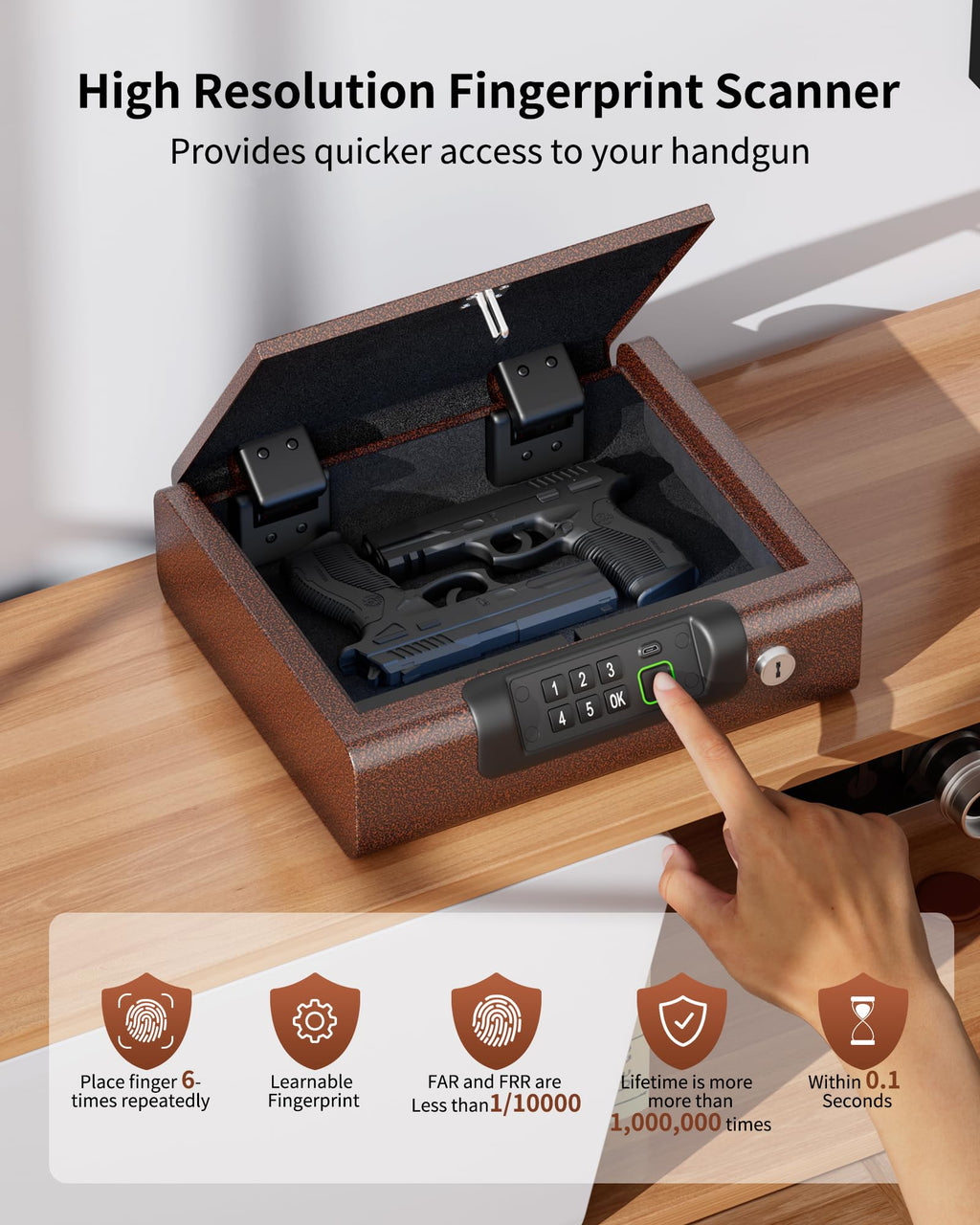 BILLCONCH Large Gun Safe Biometric Fingerprint Handgun Pistol Safes