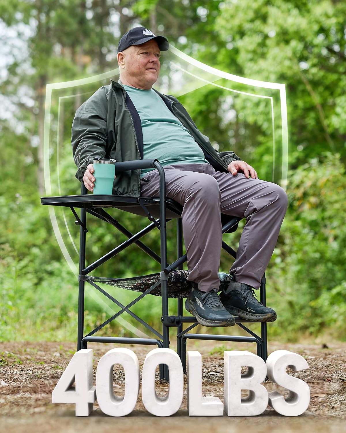 Aluminum Tall Camping Directors Chair 30.7" Seat Height, 400lbs Load