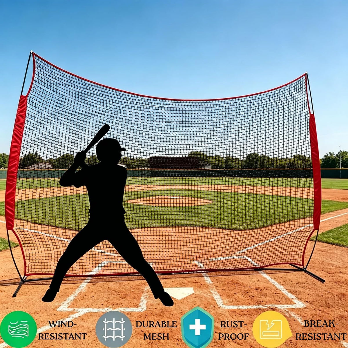 16x10FT Barricade Backstop Net â Heavy Duty All-Ball Sports Barrier Netting, Portable Lacrosse Backstop Net with Carry Bag