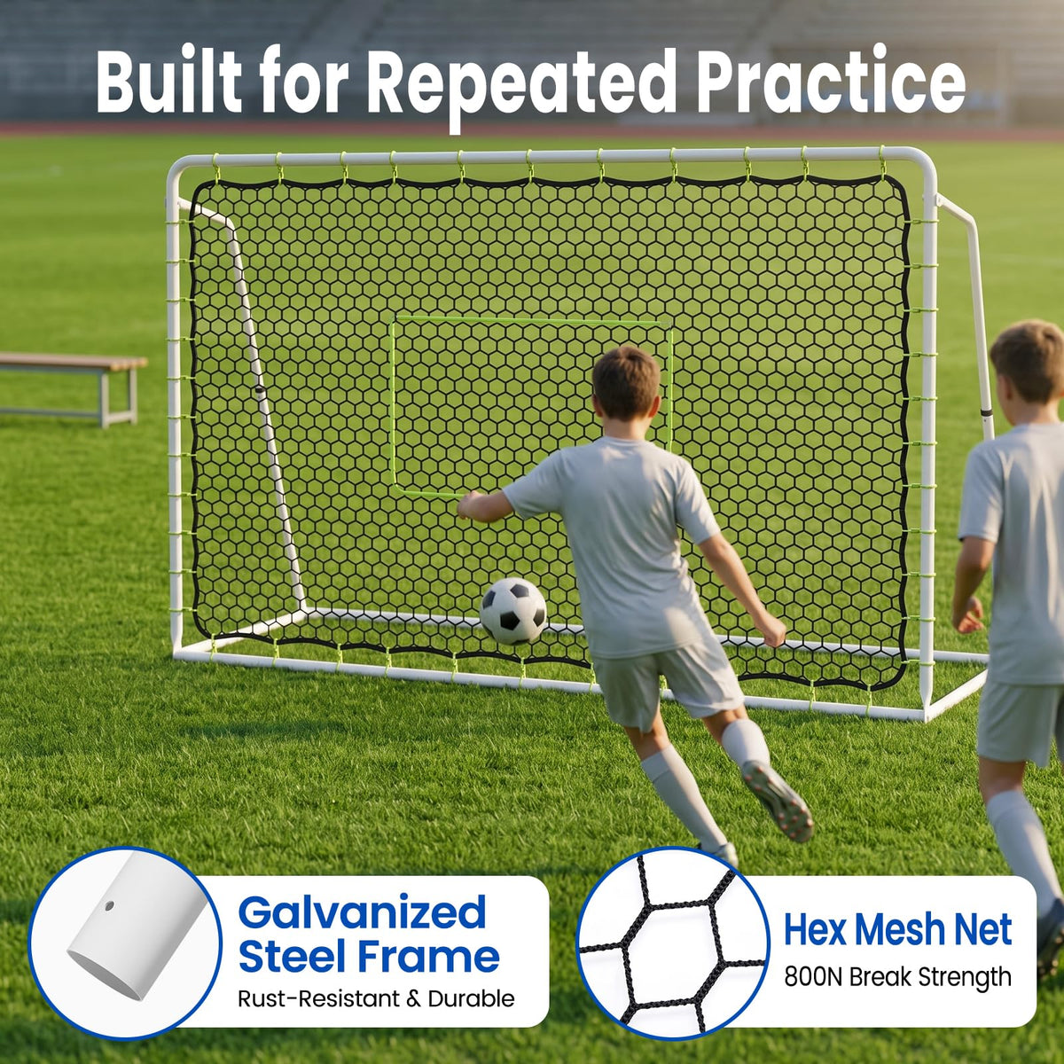 Soccer Rebounder Net, 2-in-1 Soccer Goal & Trainer, 5 Adjustable Angles
