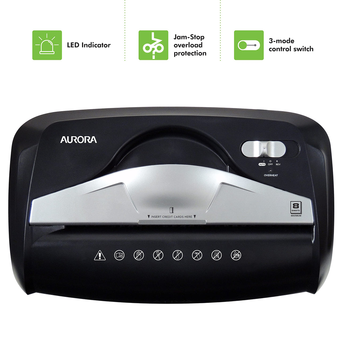 Aurora AU1225MA High-Security 12-Sheet Micro-Cut Paper and CD/Credit Card Shredder/ 5-Gallon Pullout Basket/40 Minutes Run Time