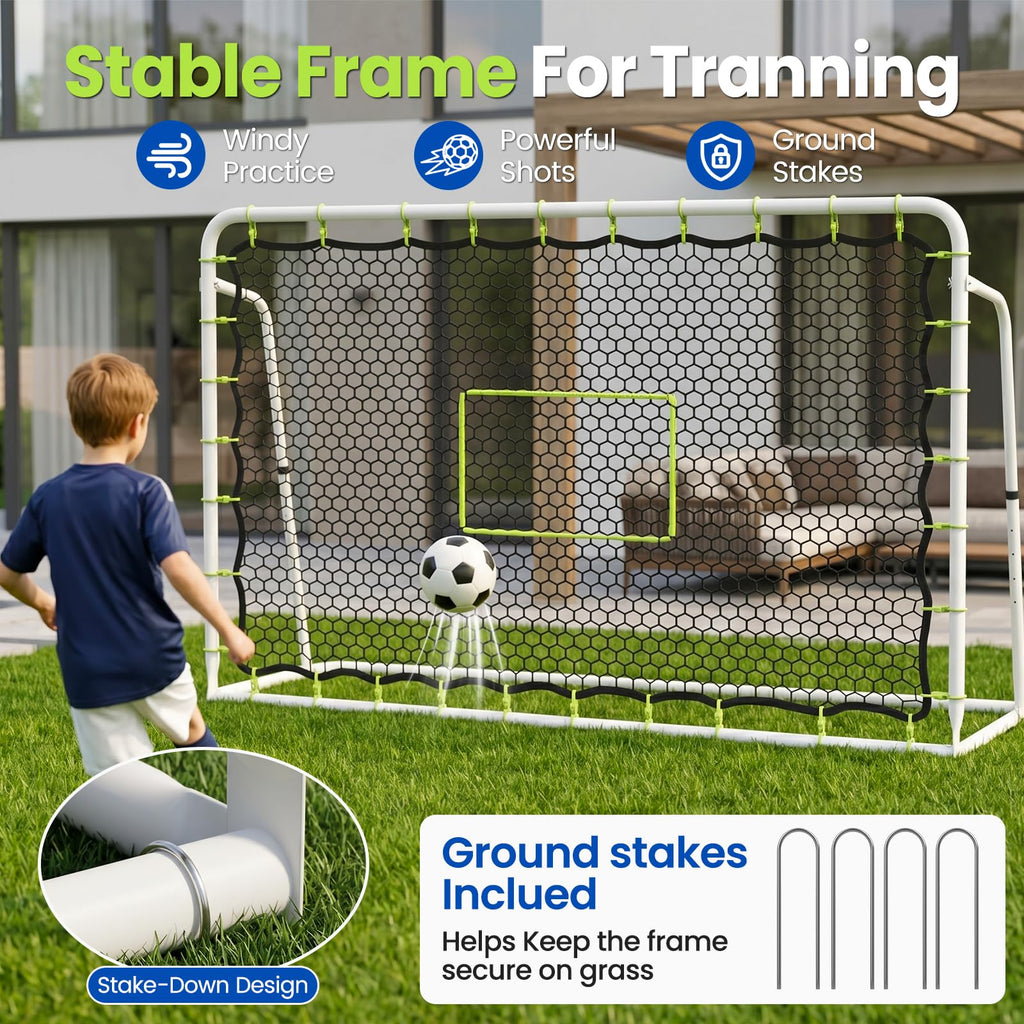 Soccer Rebounder Net, 2-in-1 Soccer Goal & Trainer, 5 Adjustable Angles