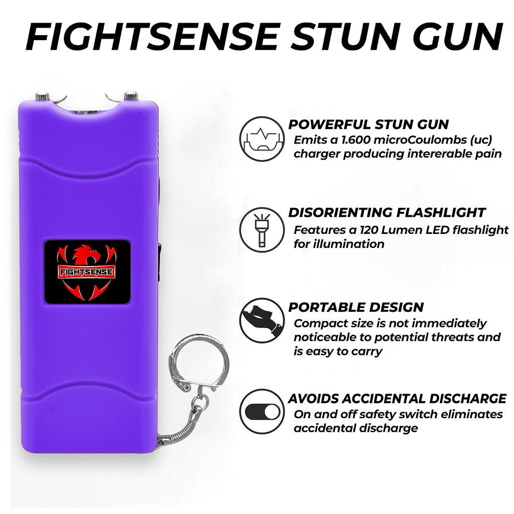 FIGHTSENSE (12 pcs) Wholesale Bulk Stun Gun Flashlight for Men and Women self Defense Device, Rechargeable Stun Gun, Nylon Holsters