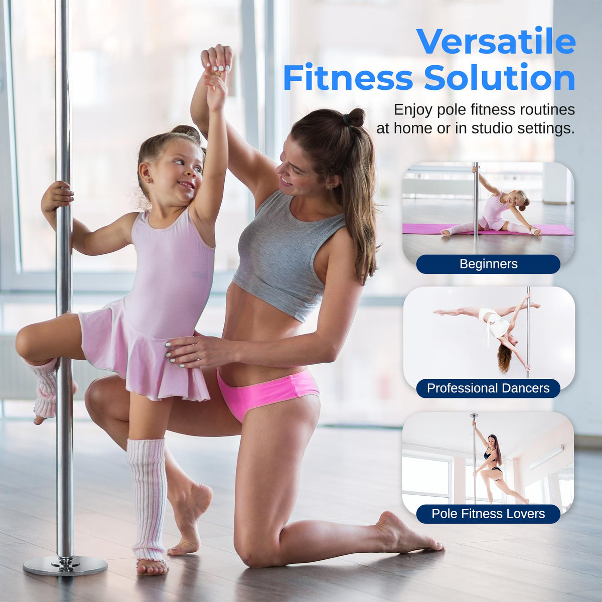 SereneLife Professional Spinning Dance Pole, 45mm Portable Exercise Pole for Fitness â Durable Steel Build, Anti-Rust Finish, Suitable for Home, Club, Gym, Party, Pub