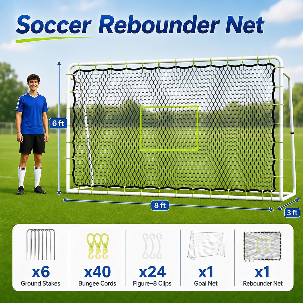 Soccer Rebounder Net, 2-in-1 Soccer Goal & Trainer, 5 Adjustable Angles