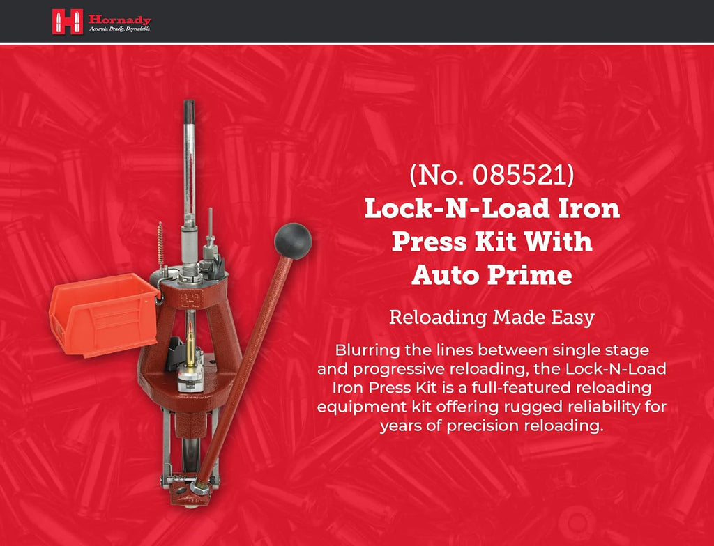 Hornady Lock-N-Load Iron Press Ammo Reloading Kit with Auto Prime- Includes Ultimate Reloading Equipment - Reliable and Efficient - 085521