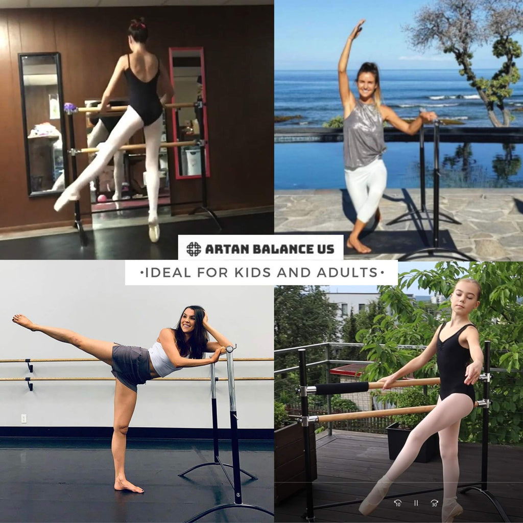 Ballet Barre Portable for Home or Studio, Freestanding Adjustable Bar for Stretch, Balance, Pilates, Dance or Active Workouts, Single or Double Bar, Kids and Adults