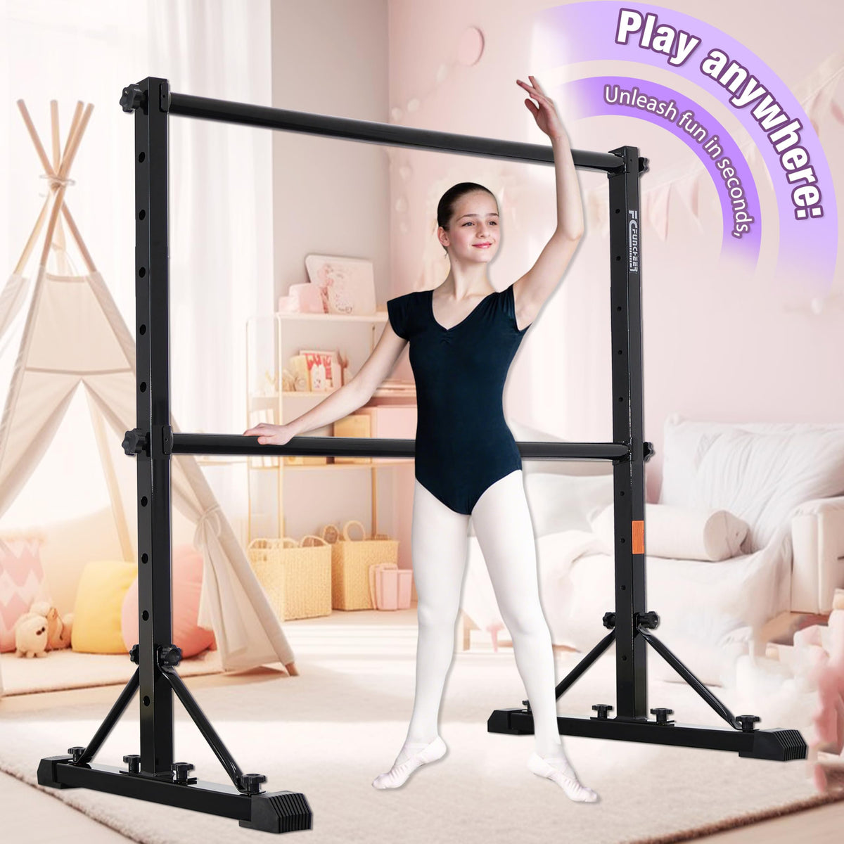 FC FUNCHEER Adjustable Ballet Barre,Portable Dance bar,Fitness Equipment for Dance & Balance Excercise,Super Sturdy for Balance Workout,Weight Limit 250 LBS