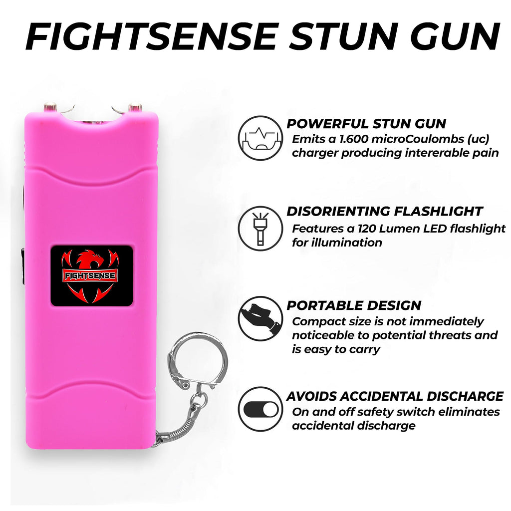 FIGHTSENSE (12 pcs) Wholesale Bulk Stun Gun Flashlight for Men and Women self Defense Device, Rechargeable Stun Gun, Nylon Holsters