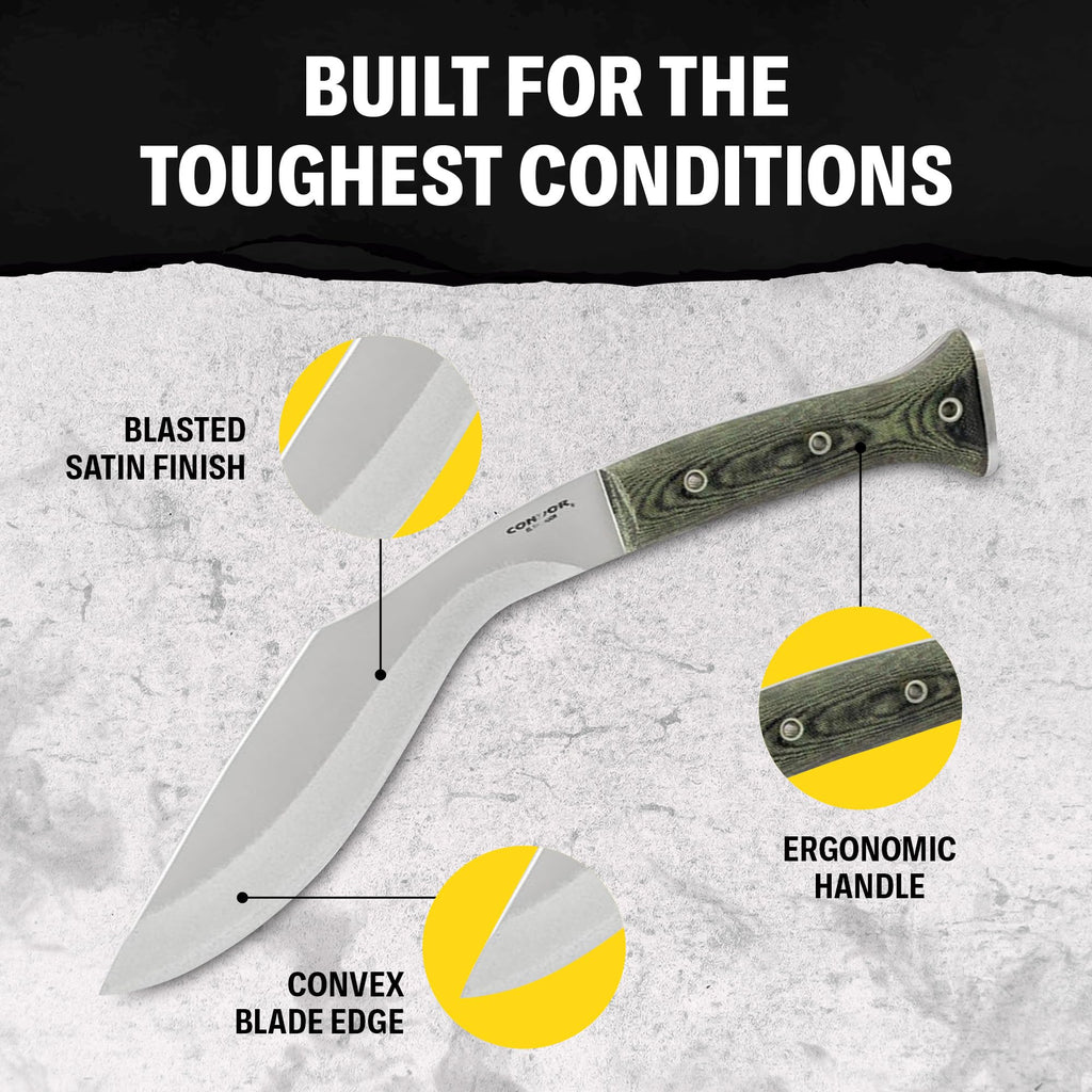 Condor Tool & Knife Atrox Knife | Hunting Knife with Kydex with Leather Belt Loop Sheath | High Carbon Steel Survival Knife with a Micarta Handle | Fixed Blade Tactical Knife | 10.9 in Blade | 29.6oz