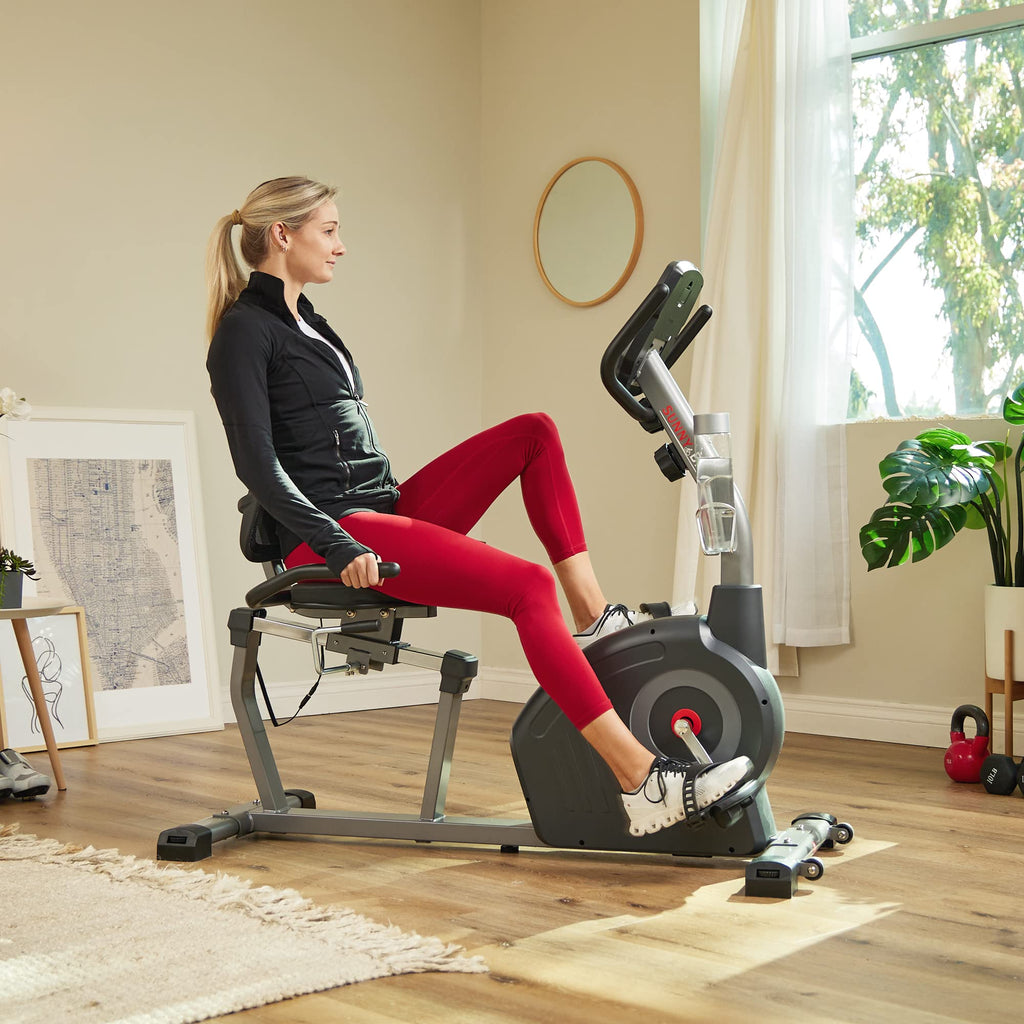 Sunny Health & Fitness Smart Recumbent Bike for Indoor Low Impact Cardio