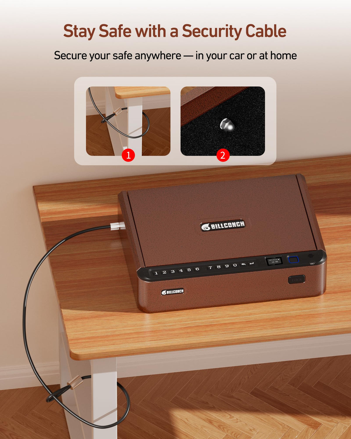 BILLCONCH Smart Gun Safe with Fingerprint, App, Keypad,LCD& Security Cable