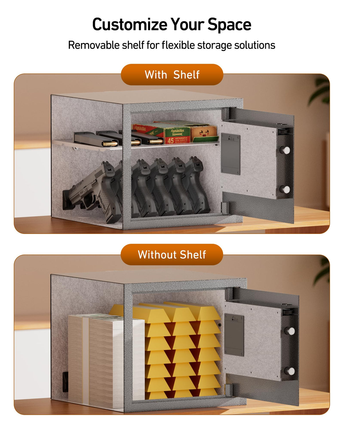 Billconch Smart Gun Safe for Multiple Pistols - Automatic Lock Safe Box