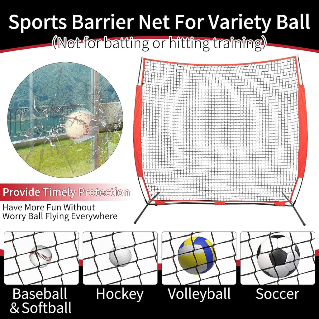 6x7/7x7/16x10/20x10ft Baseball Bating Net,Fix Ball Stop Net by Spike&2 Sandbag,Sports Net Barrier with Handbag,Lacrosse Net Backstop for Basketball,Softball,Baseball Net Barrier for Backyard