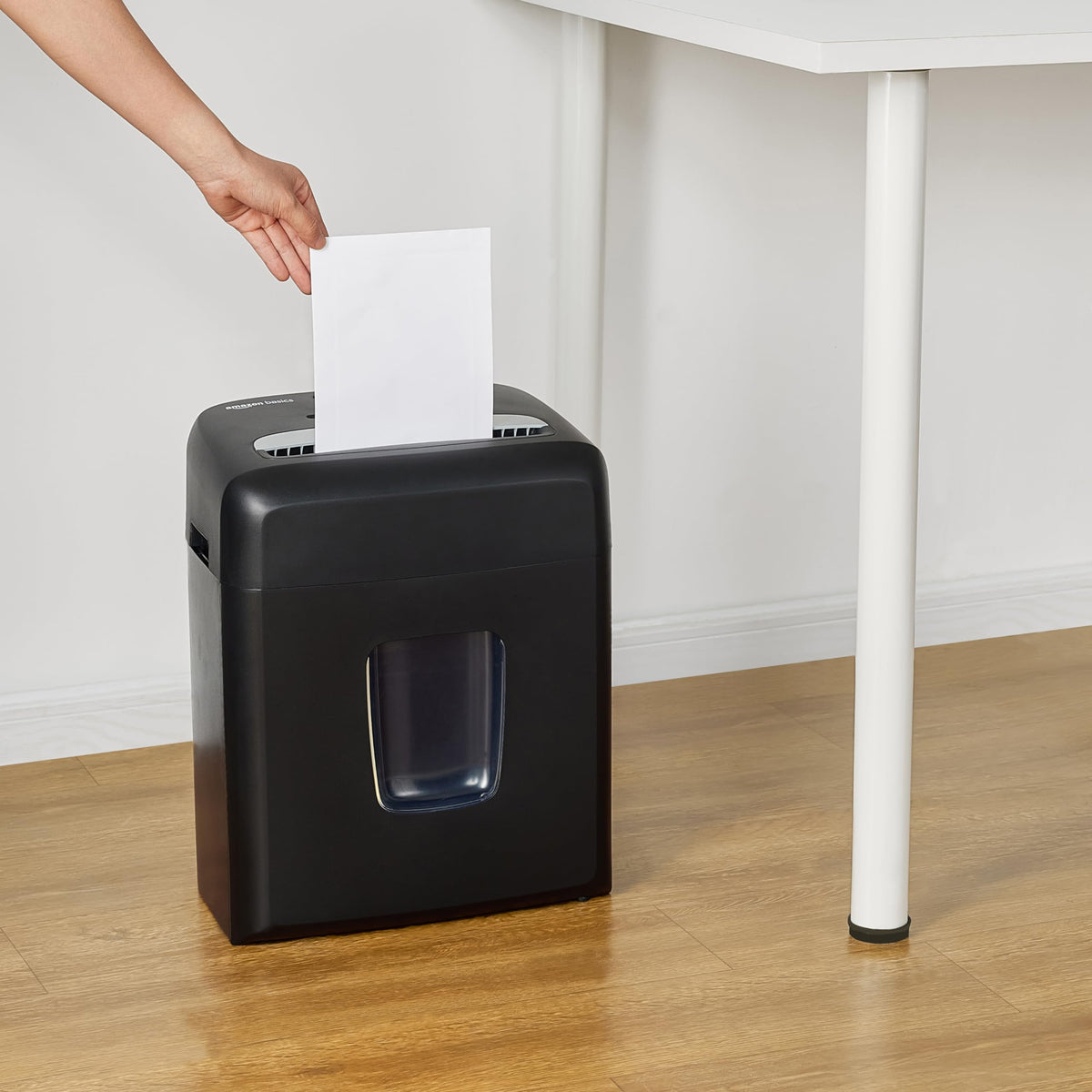 Amazon Basics 150-Sheet Autofeed Micro-Cut Paper and Credit Card Shredder, High Security Level P-4 with 8.5-Gallon Bin, 60-Minute Continuous Run Time, Black