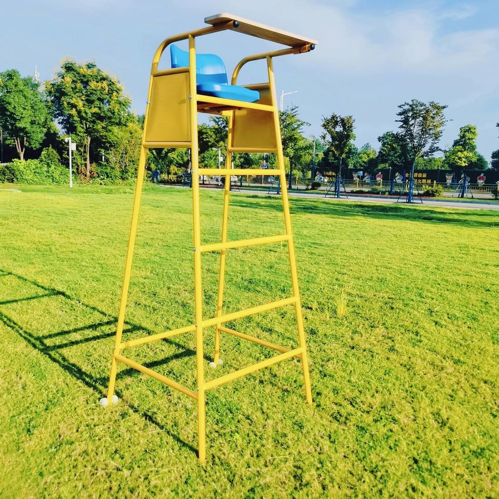Sports Official Seat Volleyball Referee Chair Umpire Stand Ladder Metal Frame Molded Seat Elevated Viewing Position with Side Panels Suitable for