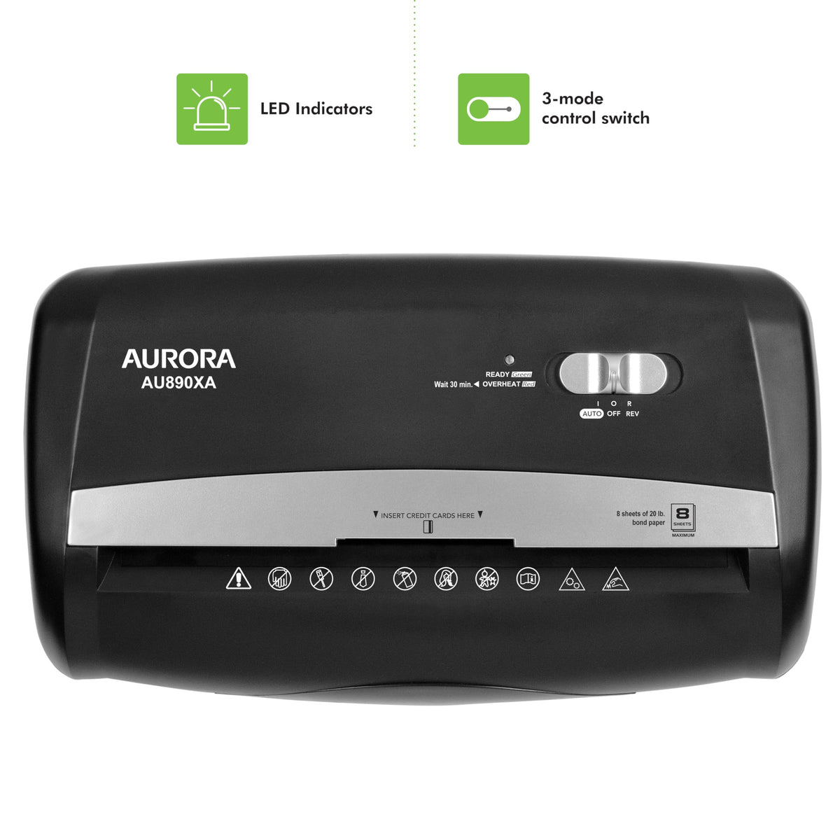Aurora Anti-Jam 16-Sheet Crosscut Paper/CD and Credit Card Shredder/ 5-Gallon pullout Basket 30 Minutes Continuous Run Time