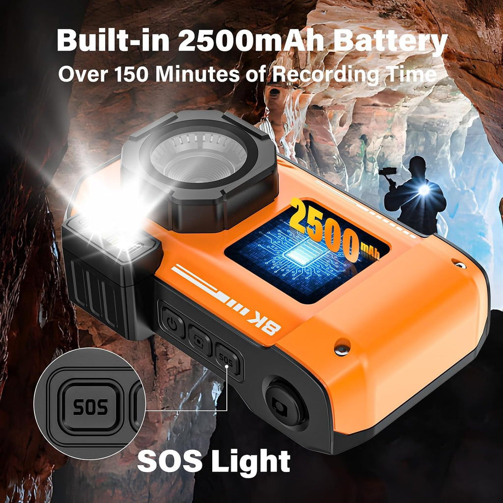 8K Underwater Camera, 33FT Waterproof Camera, 70MP WiFi Dual-Screen, Rugged