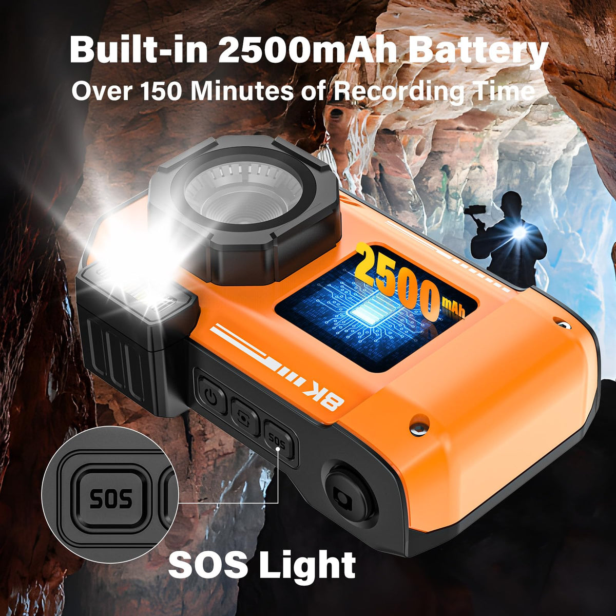 8K Underwater Camera, 33FT Waterproof Camera, 70MP WiFi Dual-Screen, Rugged
