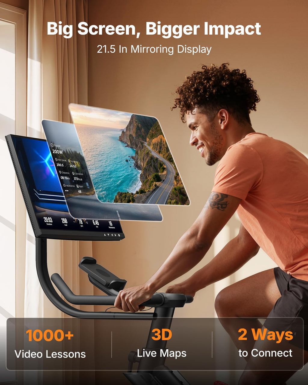 MERACH Exercise Bike with Screen, Rotatable HD Display, Magnetic Resistance