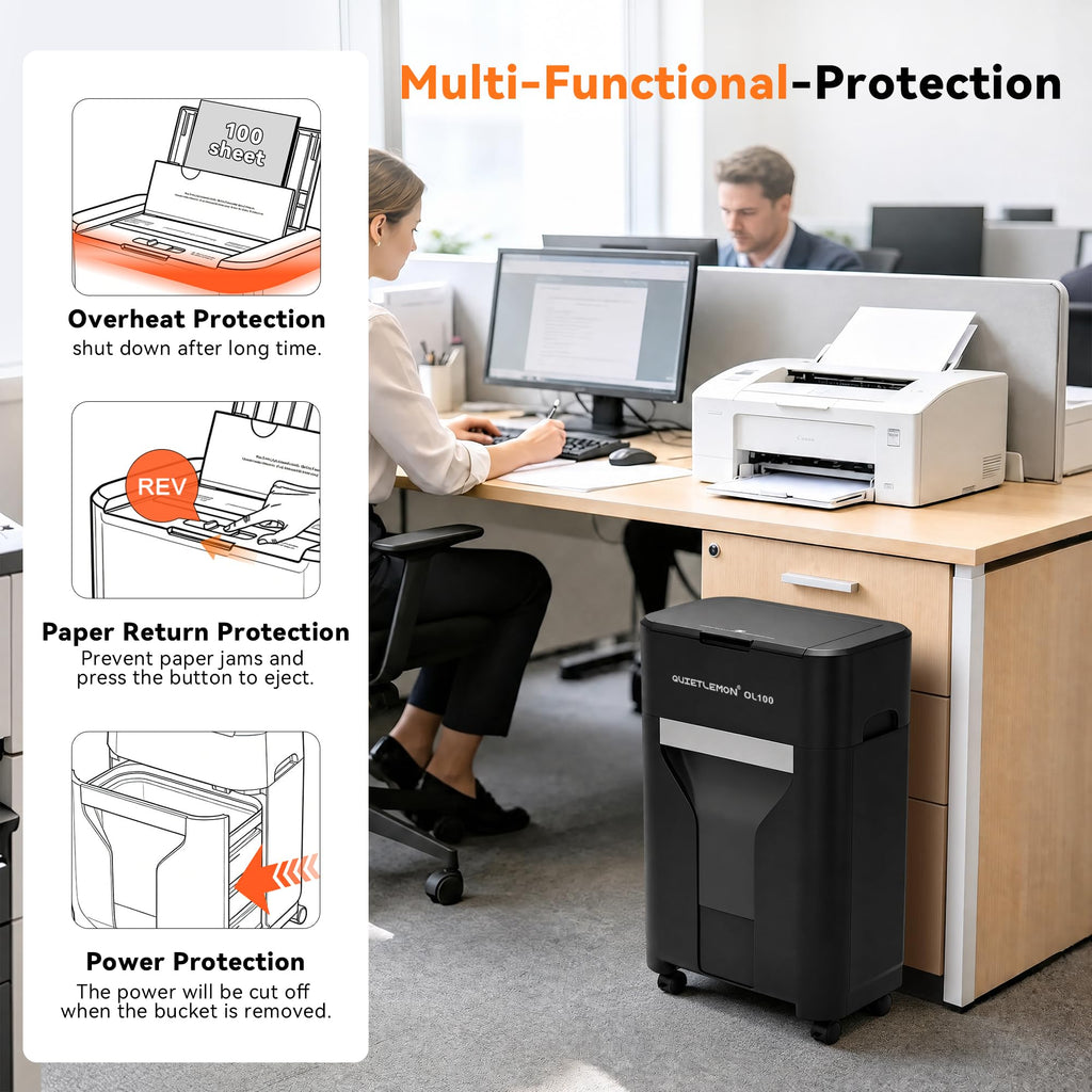 150-Sheet Paper Shredder Heavy Duty, Micro Cut and CDs/Cards, P5 Ultra Security, 60 Min Non Stop Shredder for Home Office, 5.3 Gallon Bin with Wheels, <60 dB (OL289)
