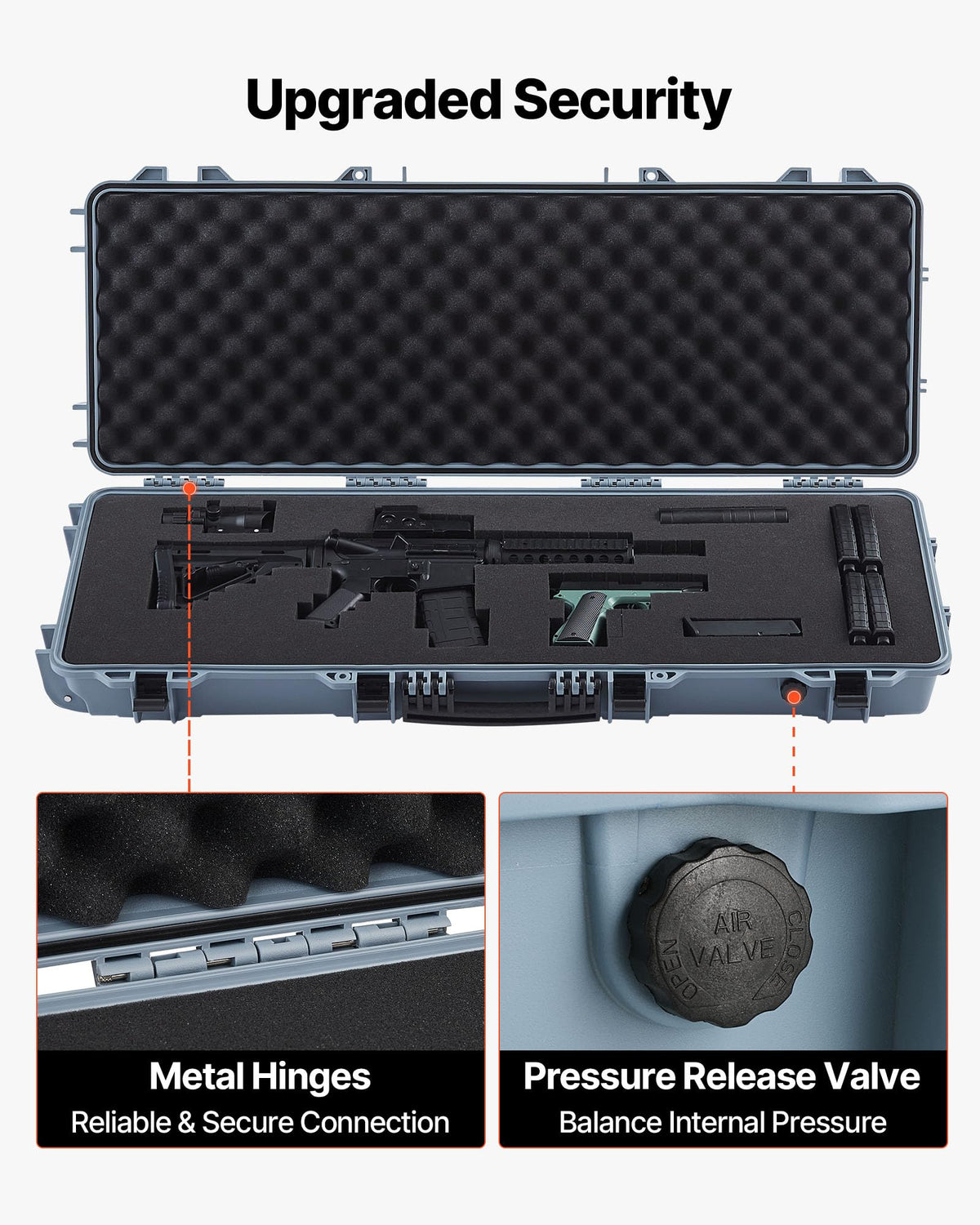 VEVOR Rifle Case, Rifle Hard Case with 4 Layers Fully-protective Foams, Lockable Hard Gun Case with Wheels, IP67 Waterproof & Crushproof, for Rifles or Shotguns