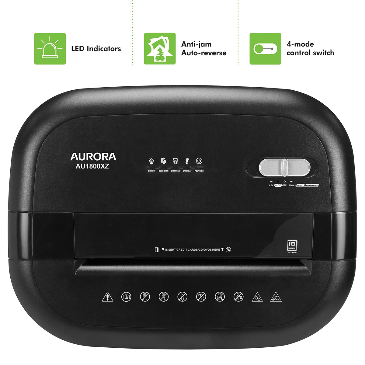 Aurora Professional Grade 150-Sheet Auto Feed Micro-Cut Paper and Credit Card Shredder/60 Minutes Continuous Run Time