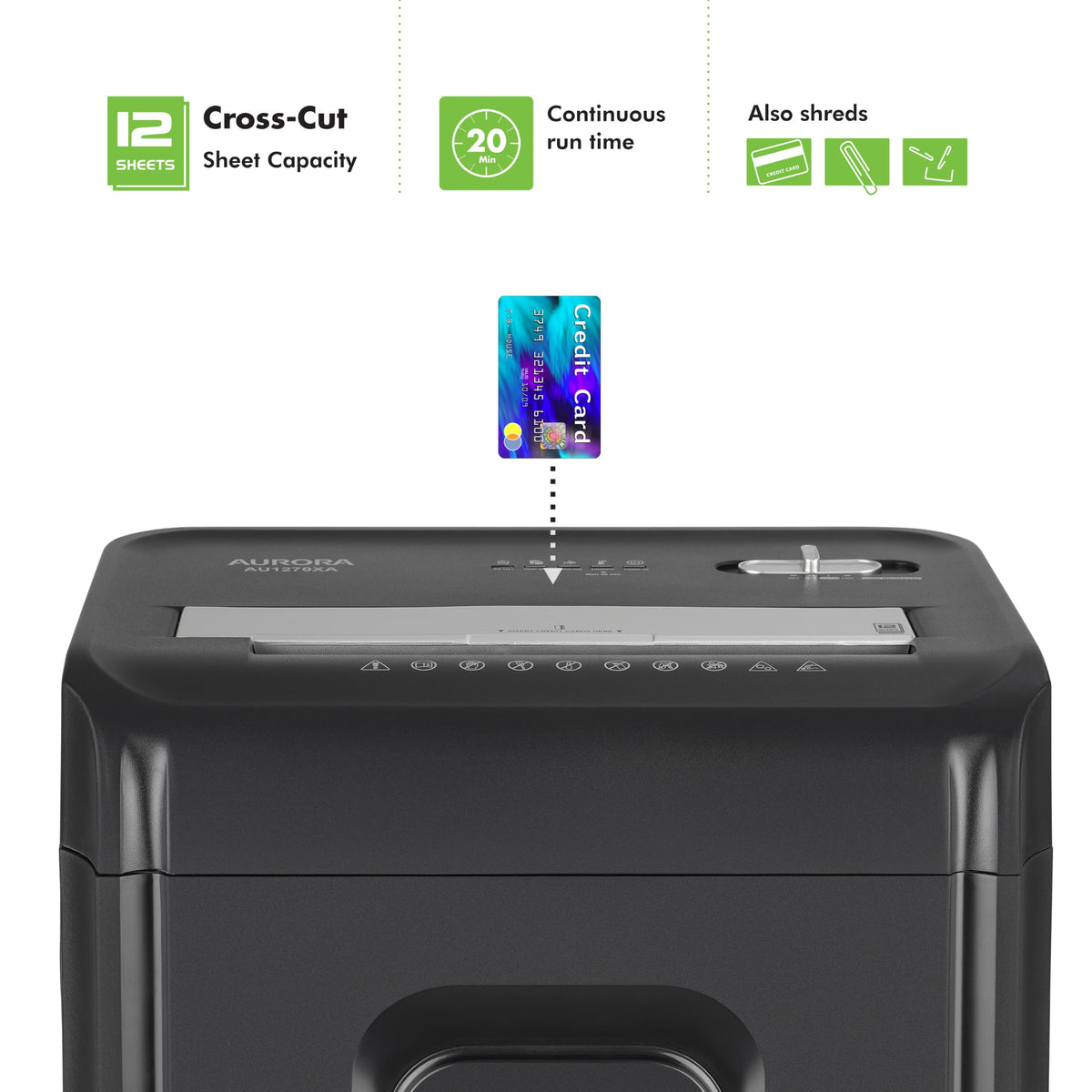 Aurora AU1880XA Heavy Duty Anti-Jam 18-Sheet Crosscut Shredder/60 Min Run Time/ 7-Gallon Pullout Basket and Casters